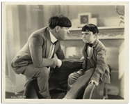 Moe Howard Personally Owned 10 x 8 Glossy Photo of Moe With His On-Screen Son From the Famous Deleted Scene of the 1934 Three Stooges Film Three Little Pigskins -- Good to Very Good Condition